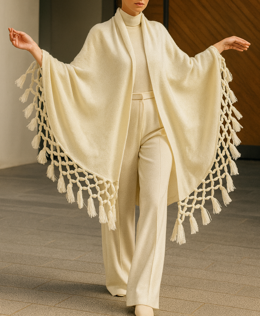 Antique White Fringe Cape