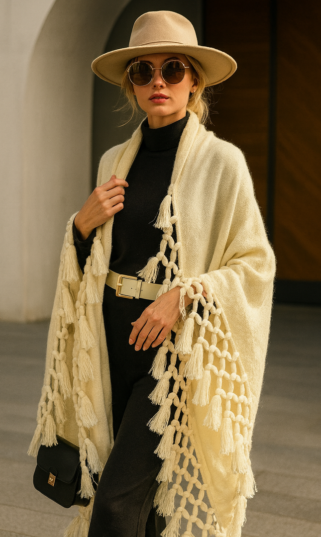 Antique White Fringe Cape