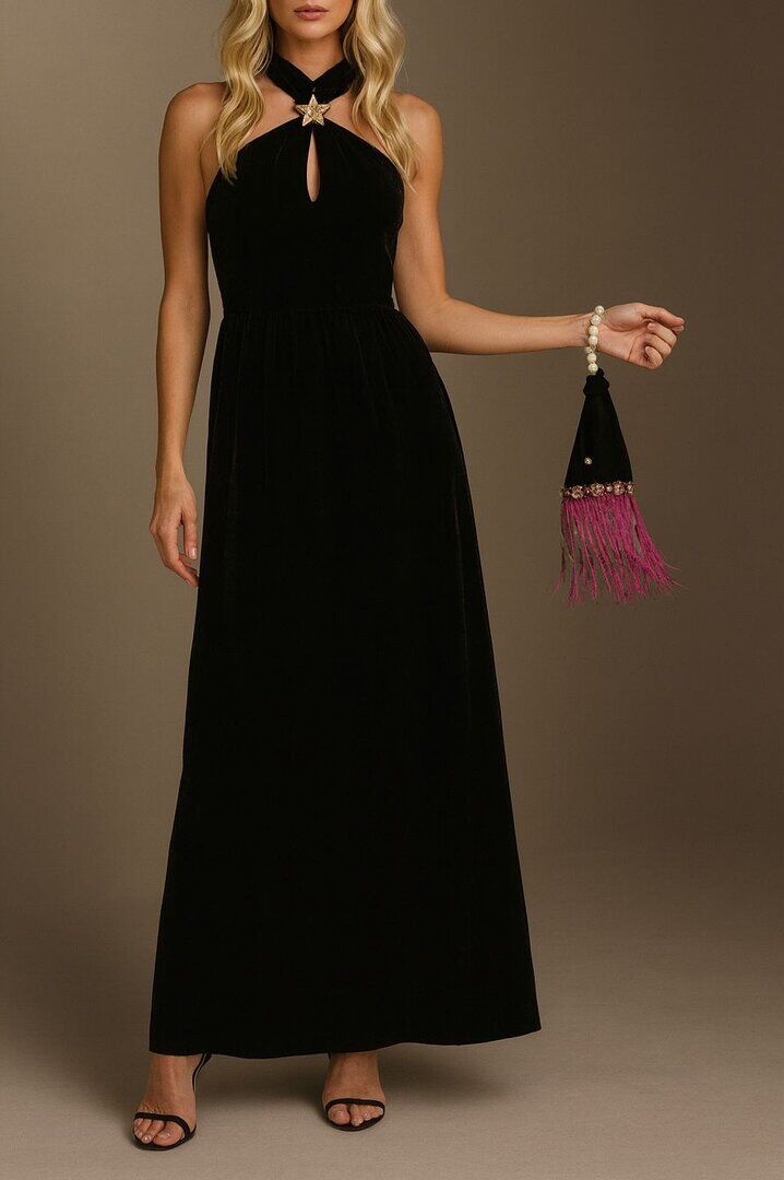 Black Velvet Top and Skirt Set