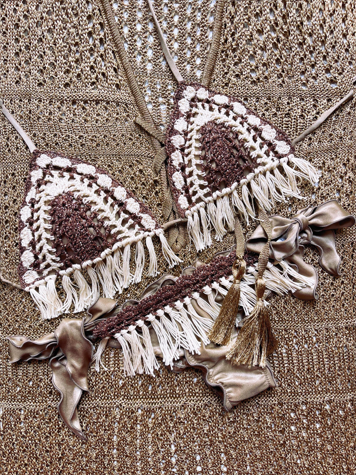 Bikini Triangolo Gipsy Frange Bronzo