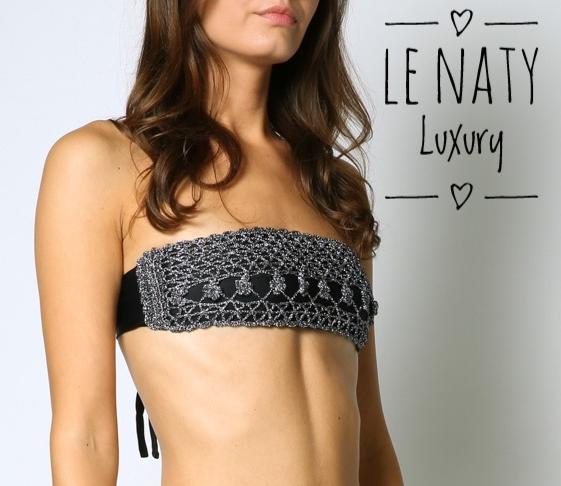 Bikini Fascia Glitter Barocco Nero Dark Silver Luxury