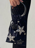 Mini Bag Velluto Nera Stelle Argento