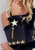 Black Velvet Mini Bag with Gold Stars
