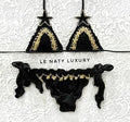 Bikini Triangolo Glitter Barocco Nero Contrasto Oro Luxury