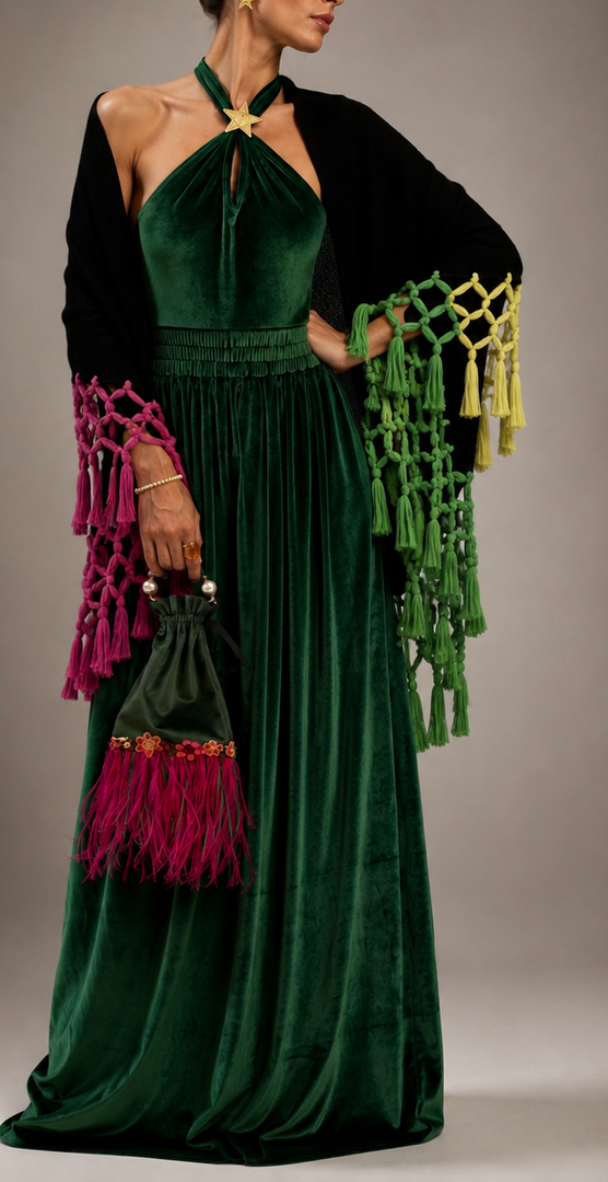 Completo Top e Gonna Verde Velluto