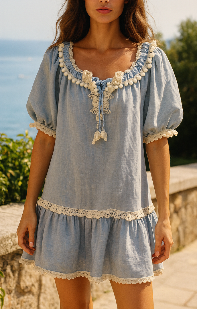 Abito Azzurro Bicolor Fiore del Pensiero Romantic