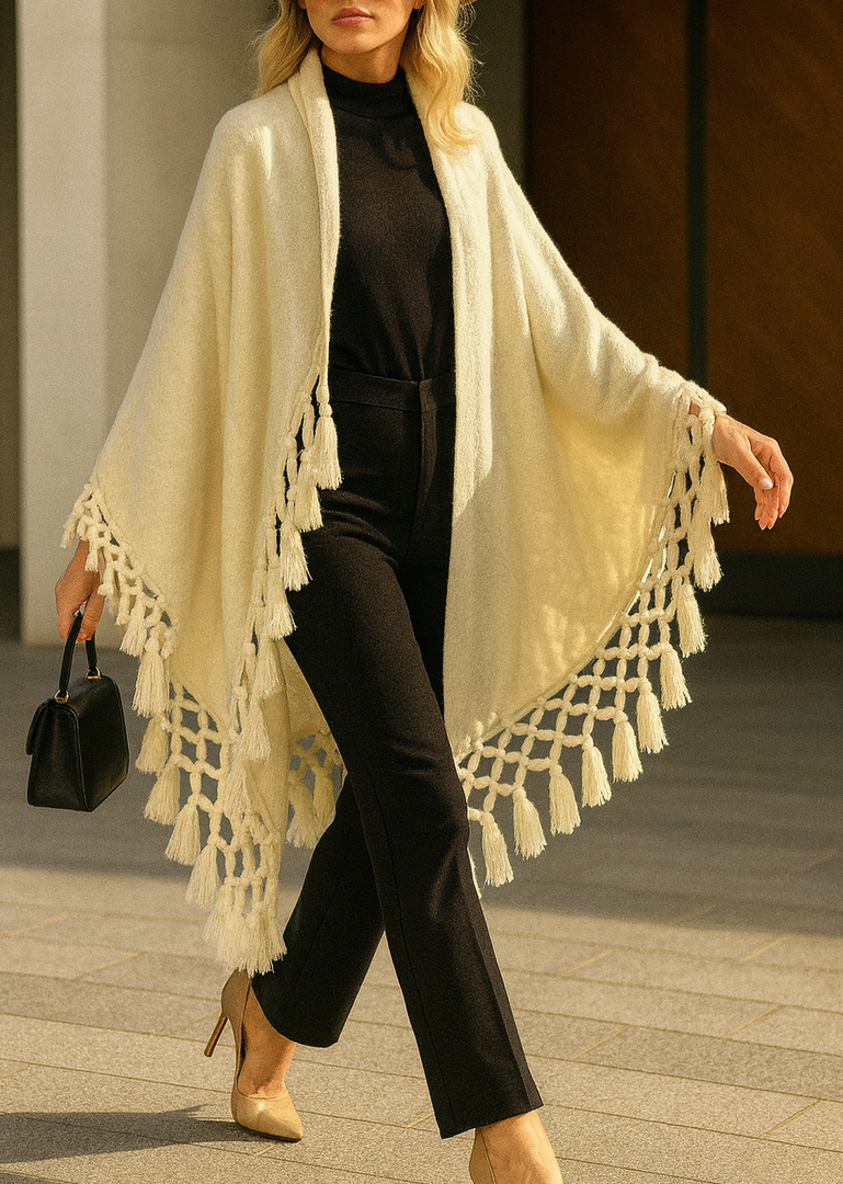 Antique White Fringe Cape