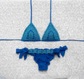 Blue and Light Blue Net Triangle Bikini