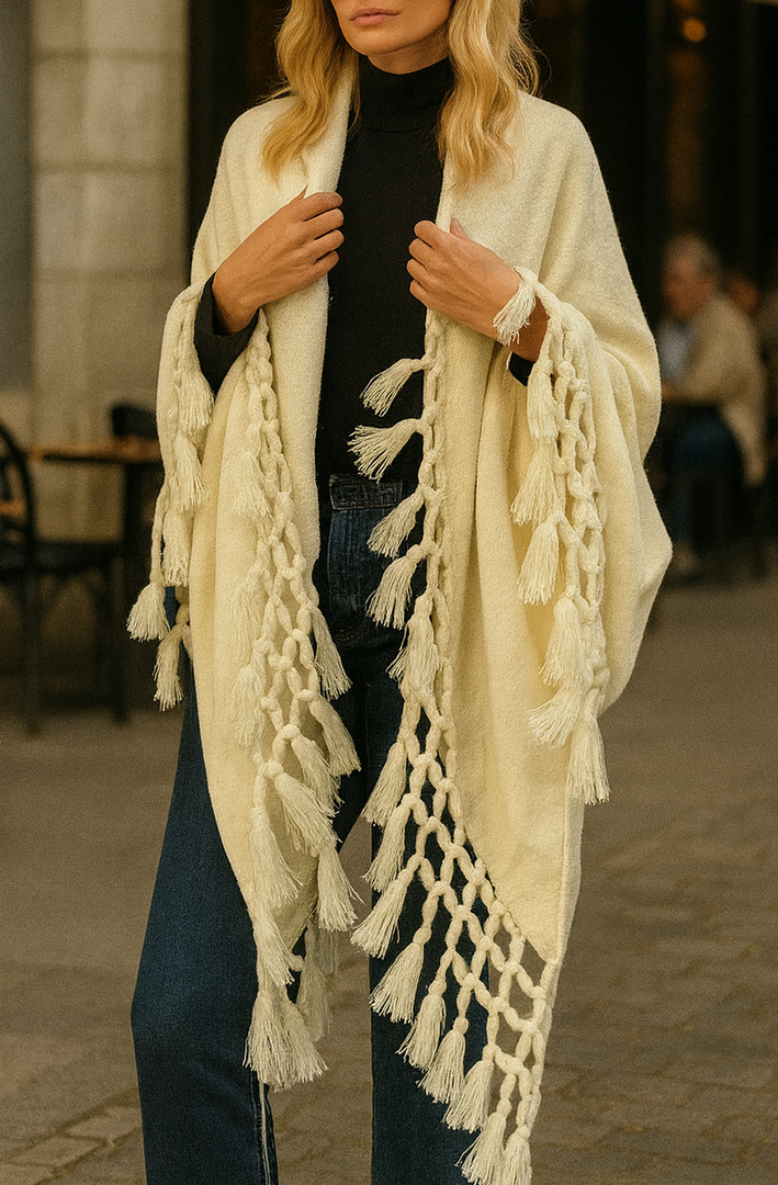 Antique White Fringe Cape