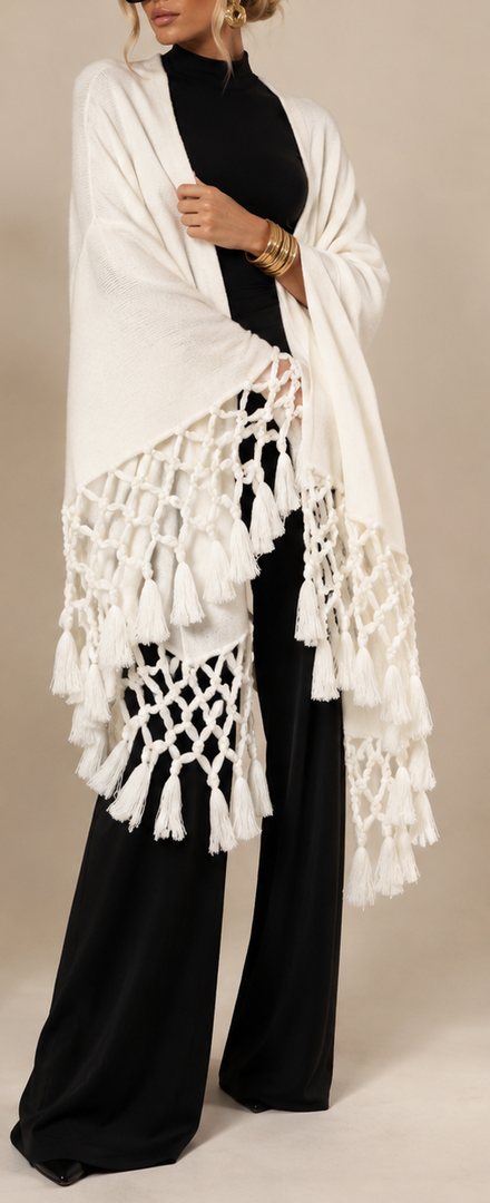 Antique White Fringe Cape