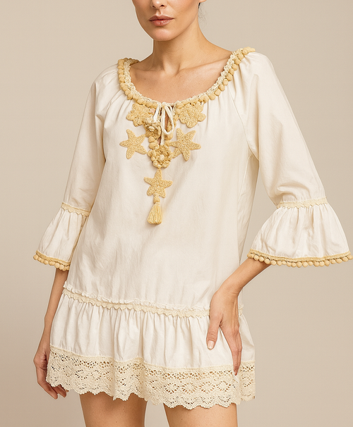 Two-Tone Ecru White Dress