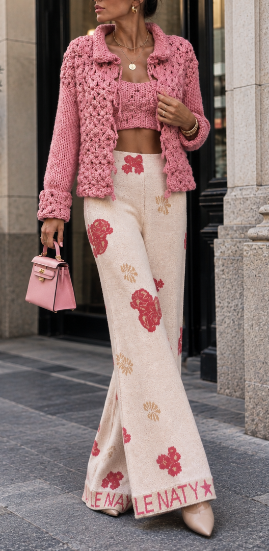 Pink Floral Sweater