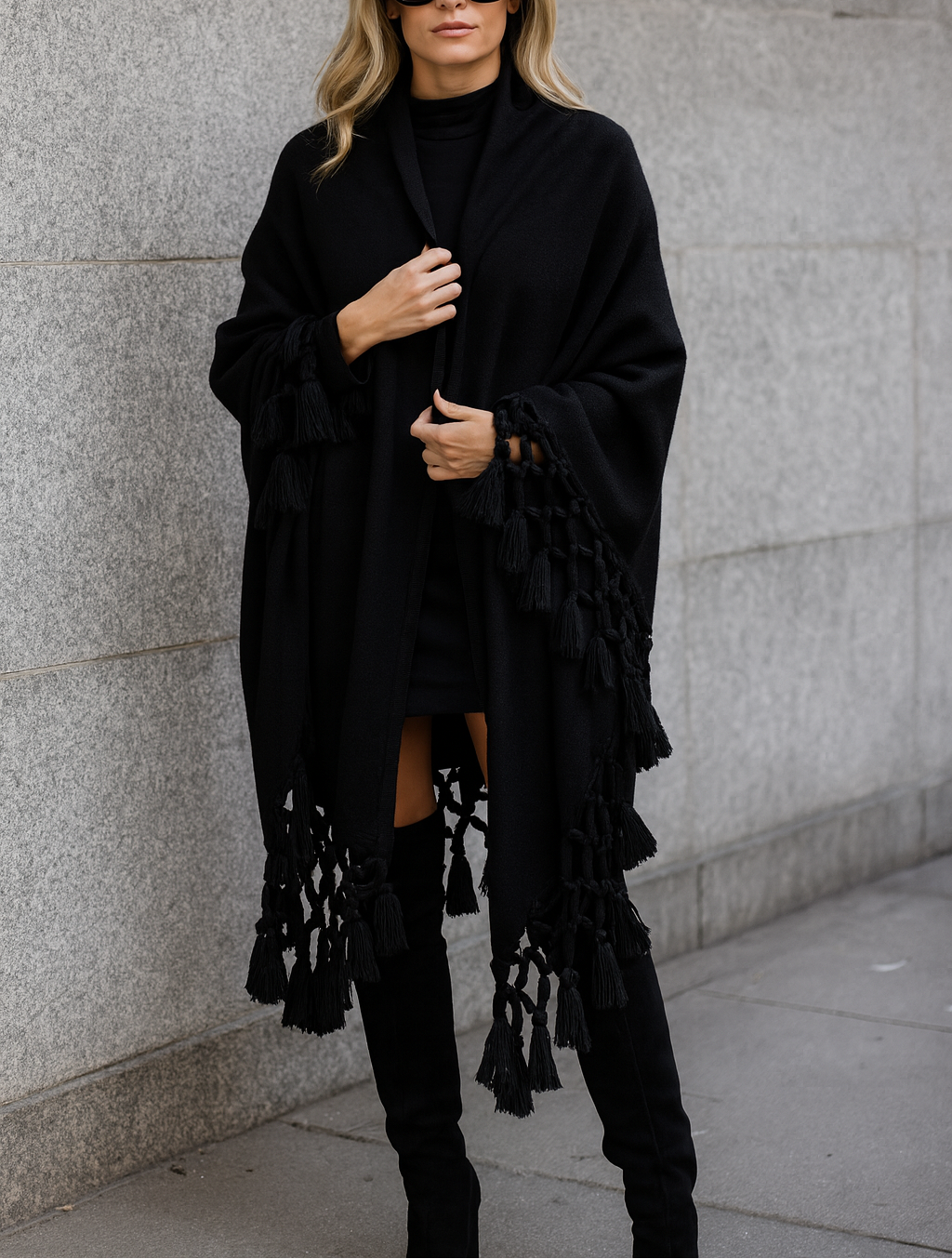 Black Fringe Cape