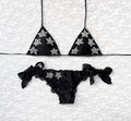 Little Star Triangle Bikini Black Silver Stars