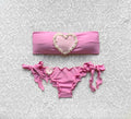 Bikini Fascia Rosa Cuore di Perle Vichy