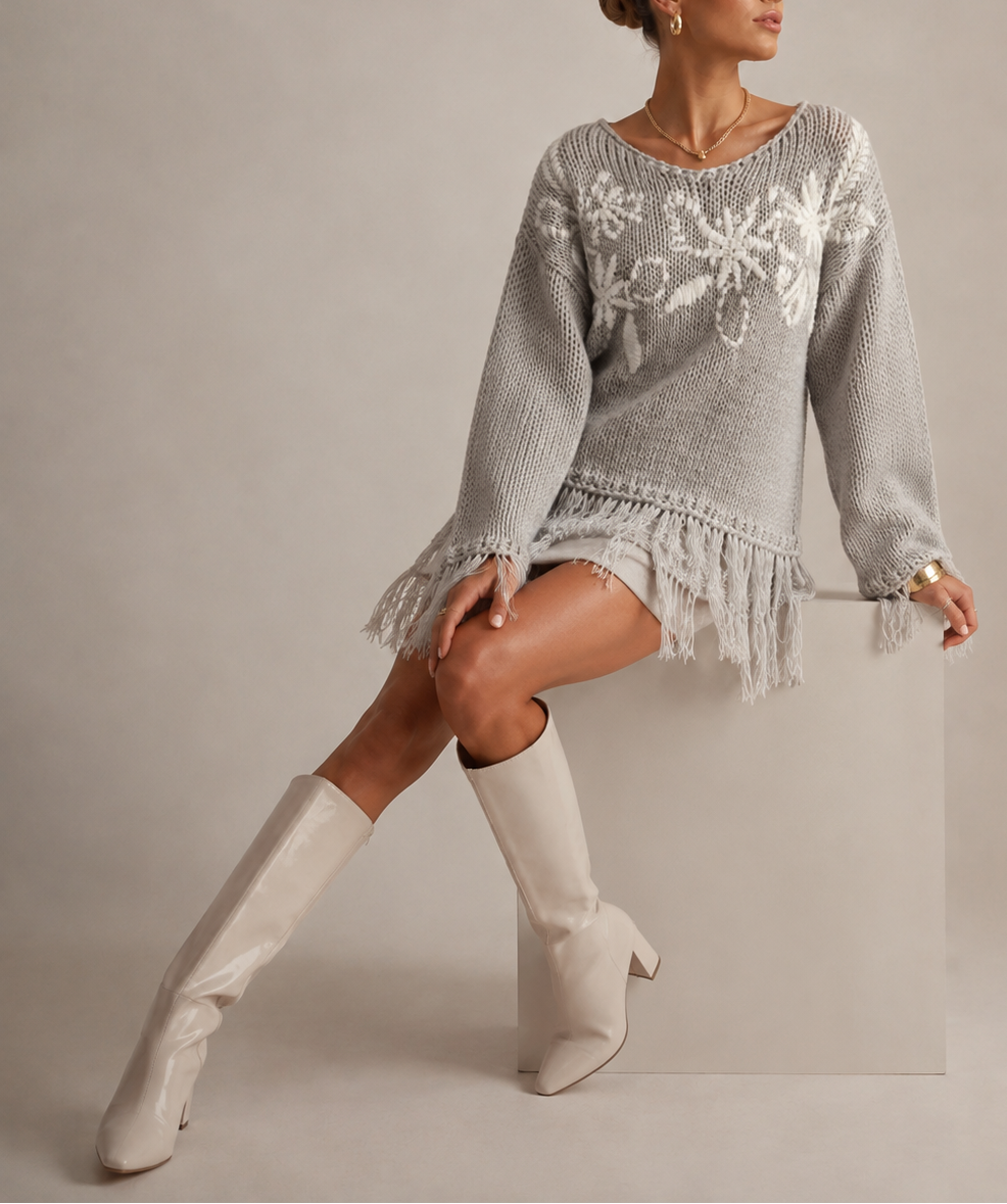 Pearl Grey Flora Sweater