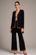 Black and Biscuit Merino Wool Trousers