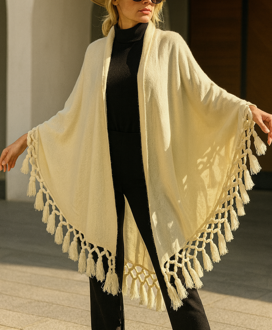 Antique White Fringe Cape