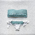 White Baroque Glitter Bandeau Bikini Sky Glitter