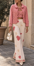 Pantaloni Glitter Rosa Fiori