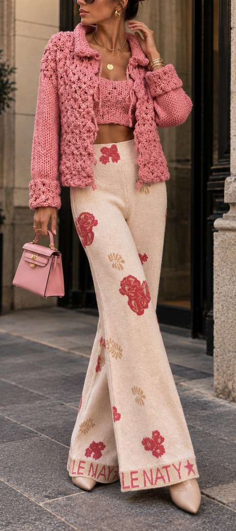 Pink Floral Sweater