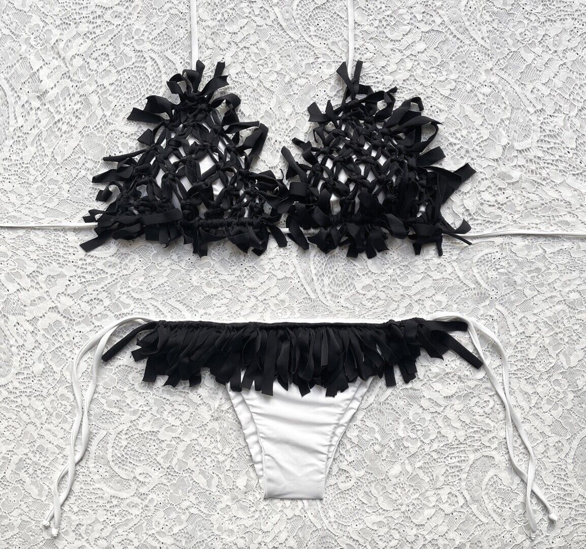 White Macramé Triangle Bikini