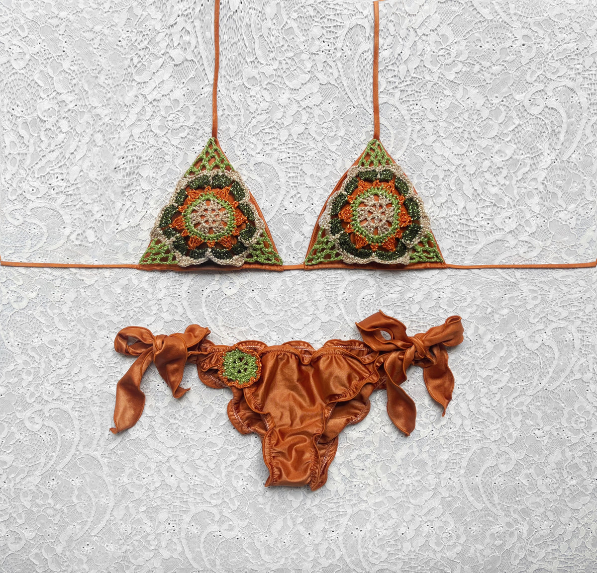 Bikini Triangolo Passiflora Rame Lame'
