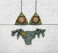 Army Green Passiflora Triangle Bikini