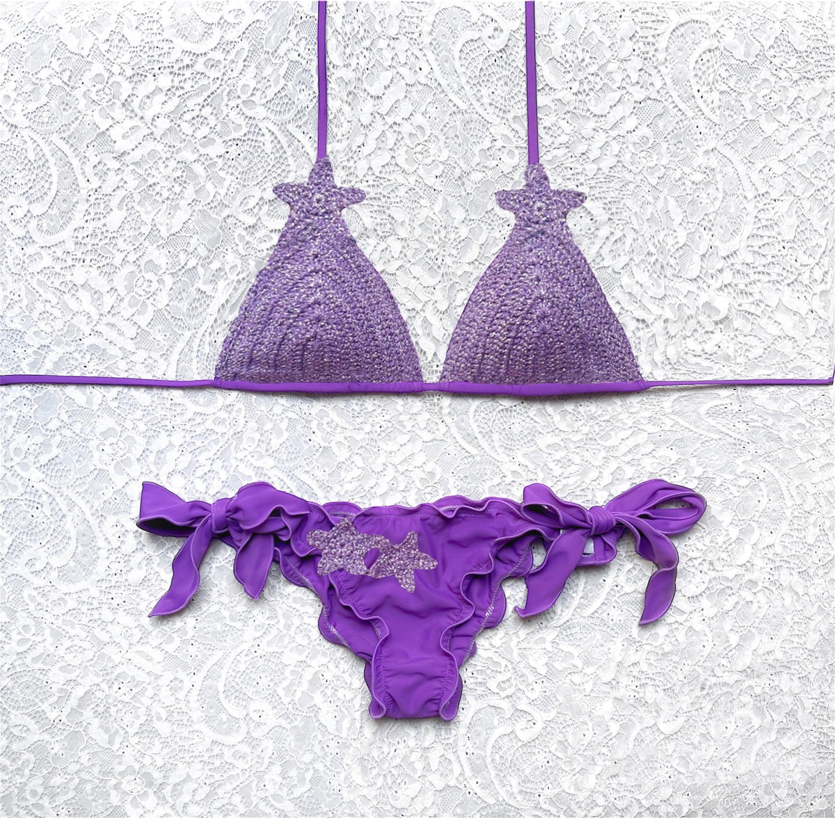 Purple Glitter Star Triangle Bikini