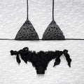 Bikini Triangolo Glitter Fiore del Mare Nero Dark Silver Luxury