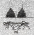 Silver Pearls Triangle Bikini Dark Silver Glitter Cup