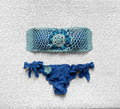 Blue and Light Blue Multicolor Passiflora Bandeau Bikini