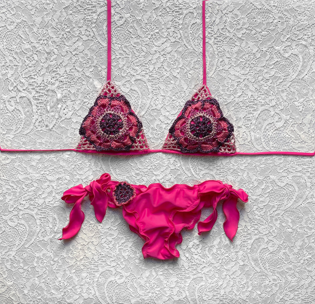 Bikini Triangolo Passiflora Fuxia