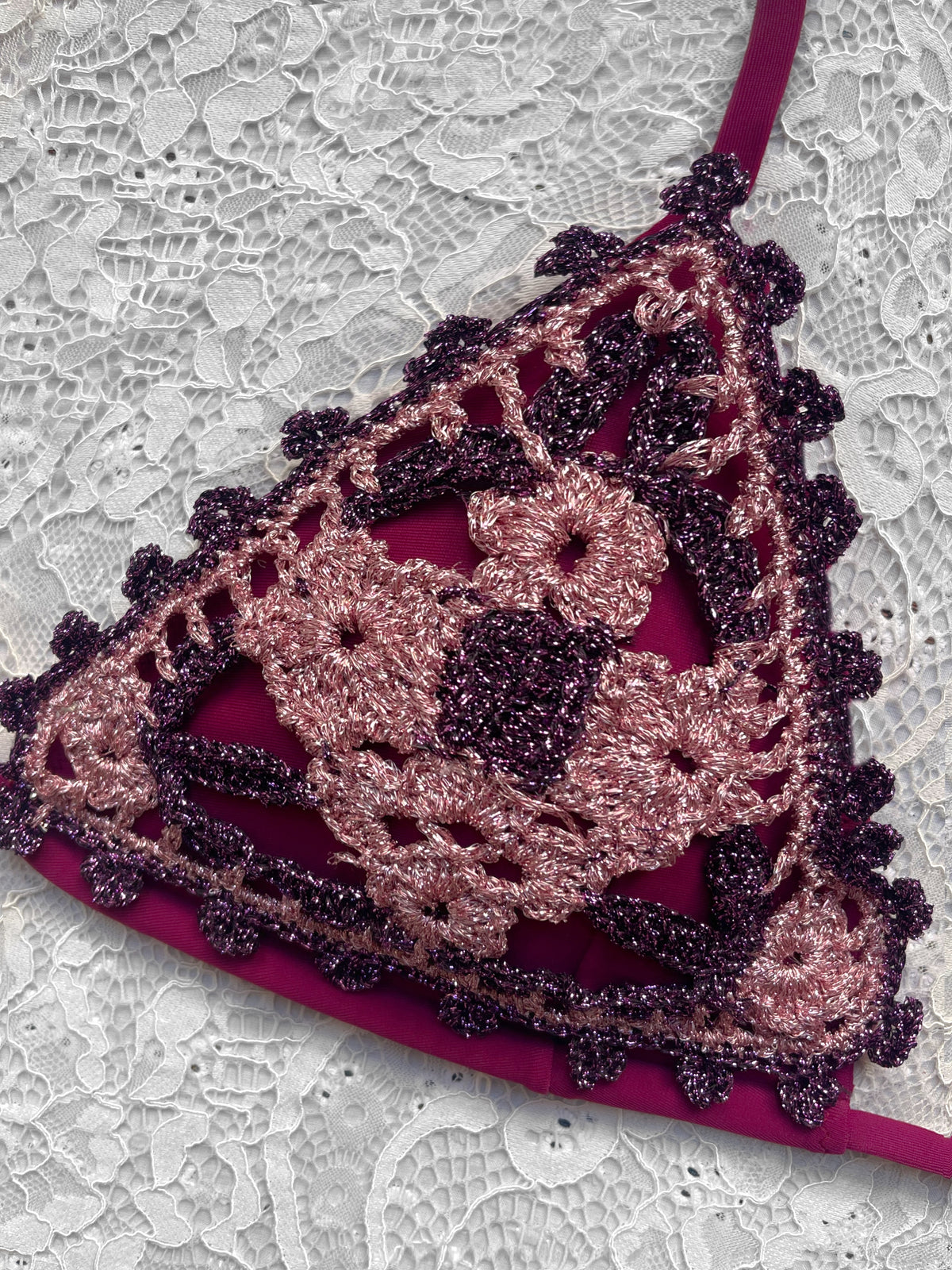 Bikini Triangolo Fiore del Pensiero Magenta e Rosa Bicolor Limited Edition
