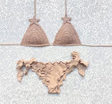 Nude Star Glitter Triangle Bikini