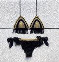 Black and Gold Gipsy Fringe Triangle Bikini