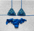 Bikini Triangolo Fiore del Pensiero Blu e Azzurro Bicolor Limited Edition