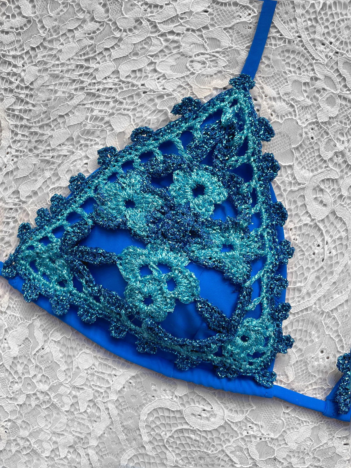 Bikini Triangolo Fiore del Pensiero Blu e Azzurro Bicolor Limited Edition