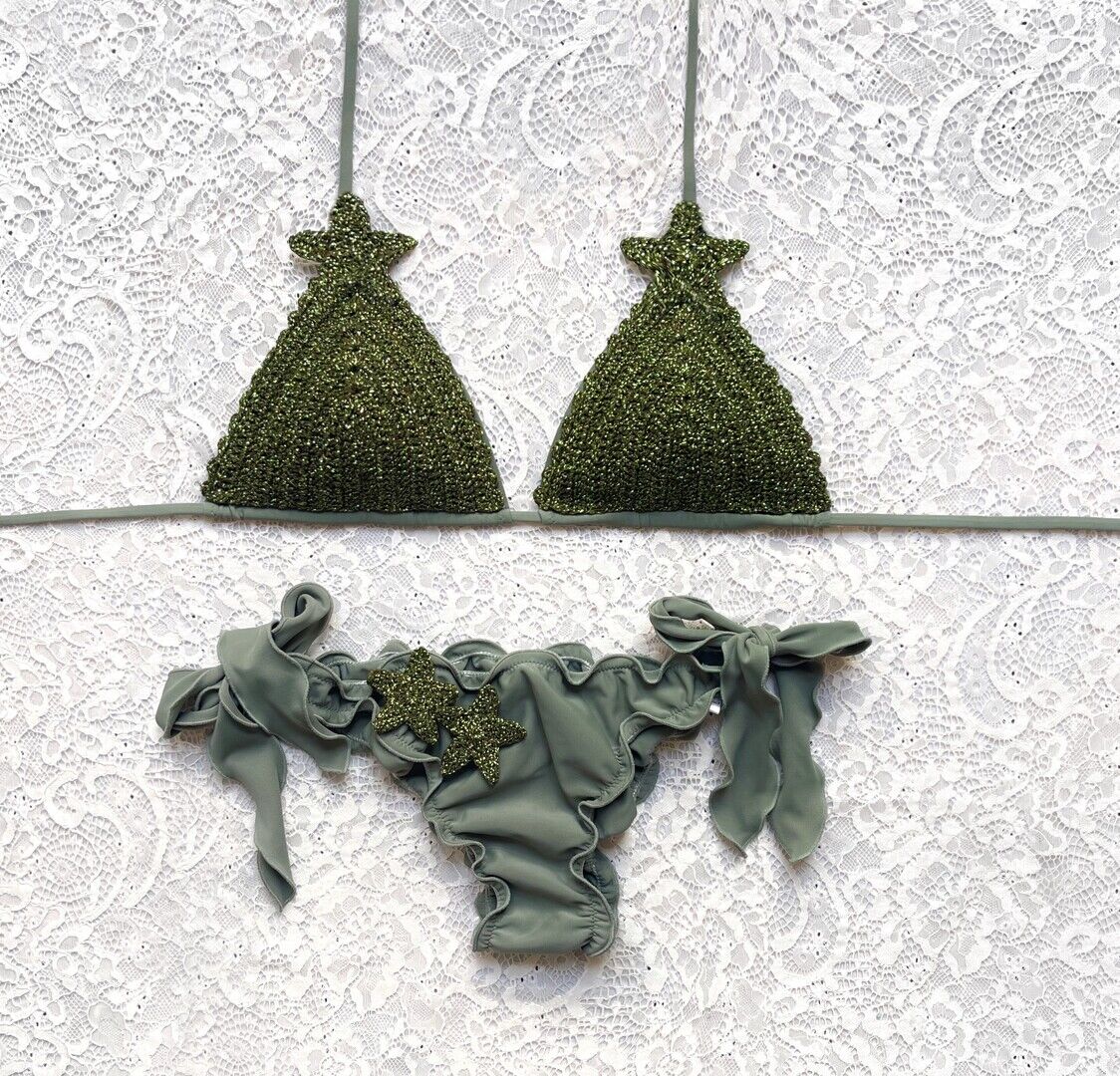 Glitter Star Army Triangle Bikini