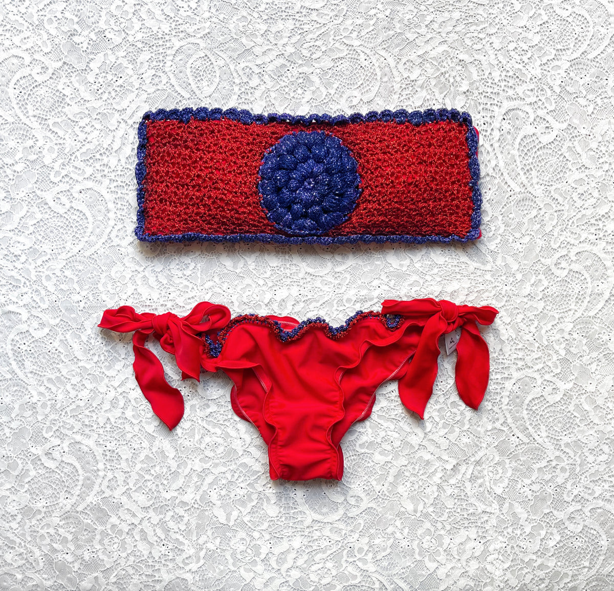 Bikini Fascia Rosone Rosso e Blu