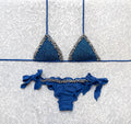 Bikini Triangolo Perle d'Argento Coppa Glitter Blu
