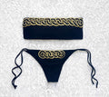 Black and Gold Mediterranean Bandeau Bikini