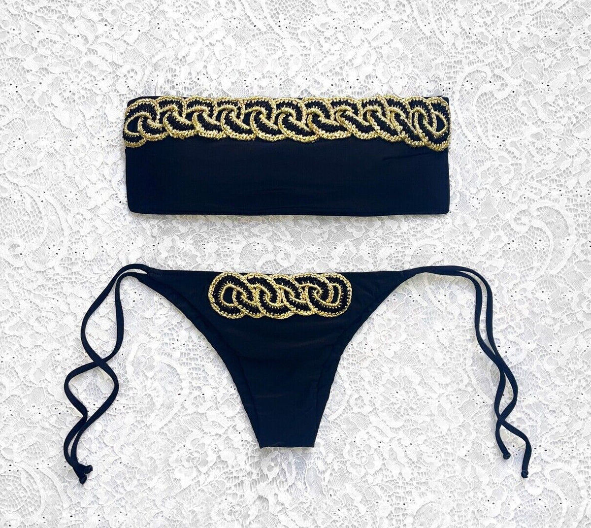 Bikini Fascia Mediterraneo Nero e Oro
