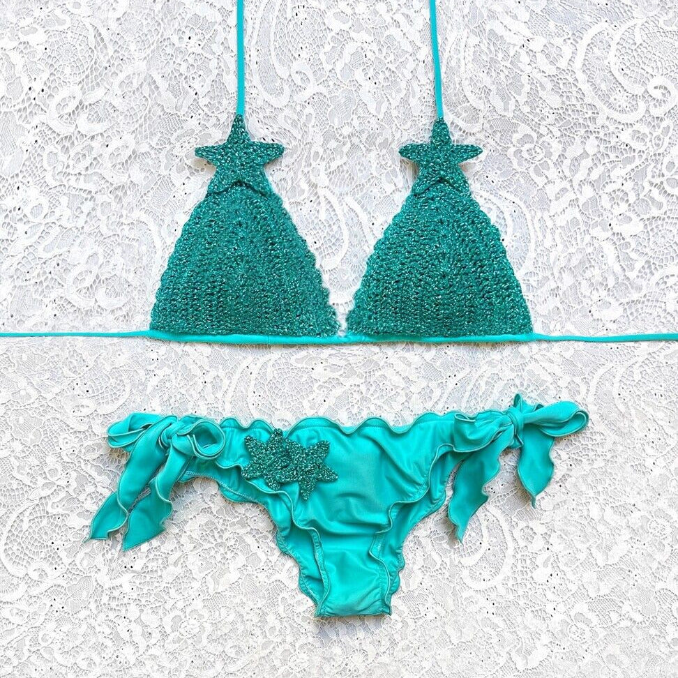 Tiffany Green Glitter Star Triangle Bikini