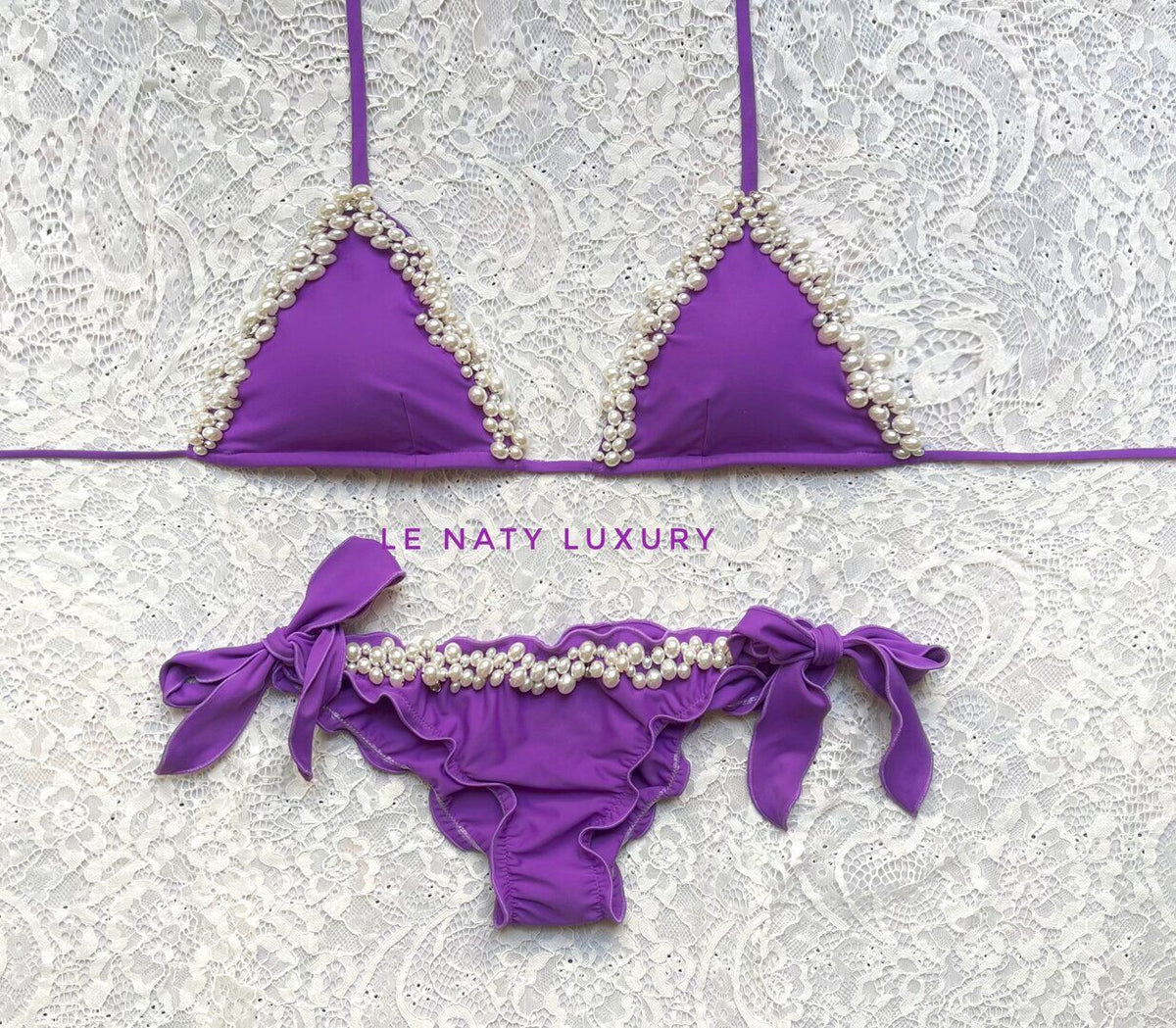 Purple Pearl Triangle Bikini