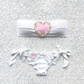 White Heart-Bead Vichy Bandeau Bikini