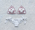White and Pink Two-Tone Pansy Triangle Bikini Limited Edition