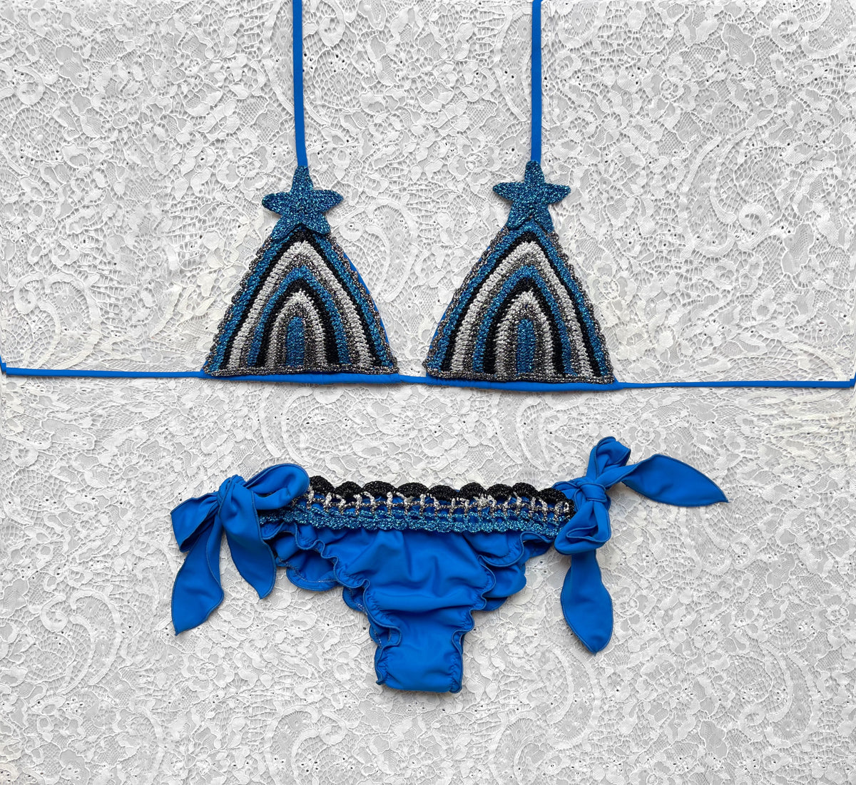 Bikini Righe Star Blu Multicolor Nero Limited Edition