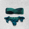 Bikini Fascia Bicolor Petrolio Intreccio Verde Acqua e Petrolio