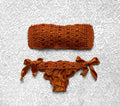 Copper Lamé Mesh Bandeau Bikini